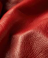 Close-Up of Luxurious Red Leather Material With Natural Textures photo