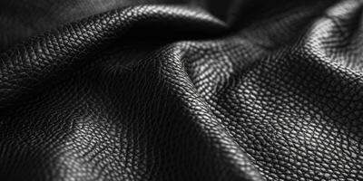 Textured Black Leather Material Overlapping Softly On Surface photo