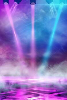 vacío etapa con vistoso focos y fumar a noche foto