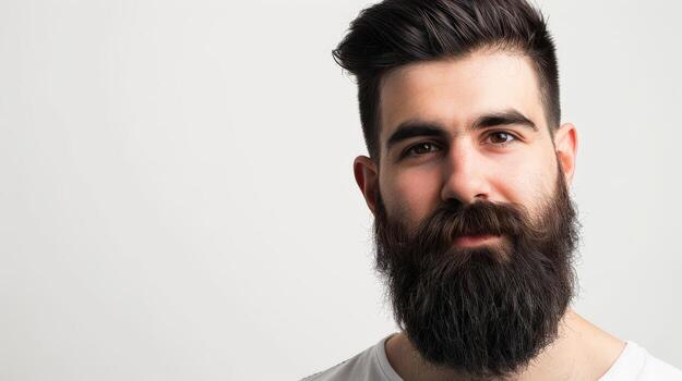 Muslim Man With a Majestic Beard Posing Against a Minimalist Background photo