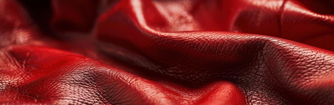 Close-Up of Red Leather Material With Texture and Depth photo