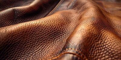 Textured Brown Leather Material Close-Up on a Surface photo