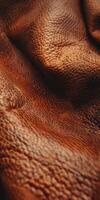 Textured Brown Leather Material Close-Up on Soft Surface photo