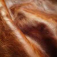 Rich Brown Leather Material Highlighting Texture and Quality photo
