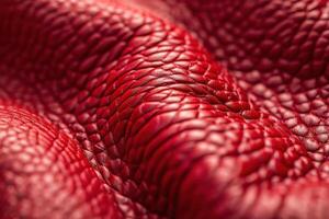 Close-Up of Luxurious Red Leather Material Texture and Detail photo