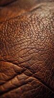 Detailed Close-Up of Brown Leather Texture With Rich Grain Patterns photo