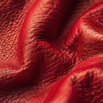 Close-Up of Luxurious Red Leather Material With Textured Surface photo