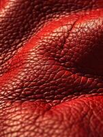 Close-Up of Textured Red Leather Material Under Bright Lighting photo