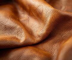 Close-Up of Brown Leather Material With Textured Surface photo