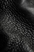 Close-Up of Textured Black Leather Material in Natural Light photo