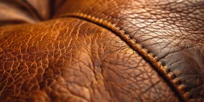 Brown Leather Texture With Detailed Stitching and Natural Patina photo