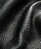 Close-Up of Black Leather With Rich Texture and Soft Finish photo