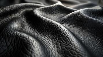 Textured Black Leather Material Close Up With Natural Light photo