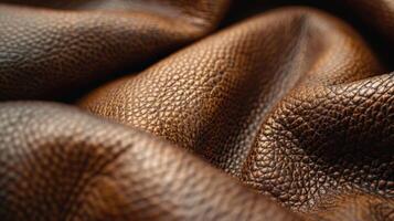 Close-Up of Rich Brown Leather Material Displaying Unique Texture photo