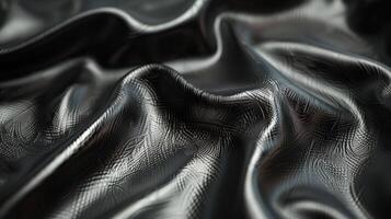 Black Leather Material Displaying Texture and Shine in Soft Lighting photo