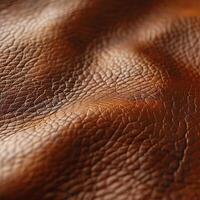 Detailed View of Brown Leather Material Showcasing Texture and Quality photo