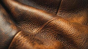 Textured Brown Leather Material Highlighting Rich Hues and Grain Detail photo