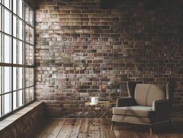 Cozy Corner With Armchair and Brick Wall in Natural Light photo