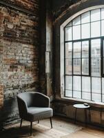 Cozy Chair by Large Window in Industrial Space During Daylight photo