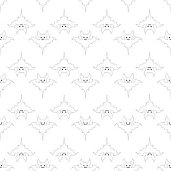 Seamless pattern with bats outline on a white background. Halloween Pattern vector