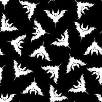 Seamless pattern with white bats on a black background. Halloween Pattern vector
