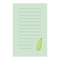 The template for a sheet in a notebook. A sheet featuring a picture of a zucchini. vector