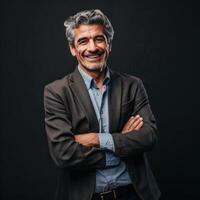 Minimalistic Portrait of Smiling Male Executive in Modern Office photo