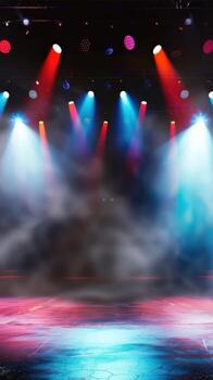 vacío etapa con vistoso focos y fumar antes de actuación foto