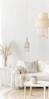 Bright Boho Living Room With Natural Textiles and Minimalist Decor photo