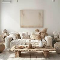 Cozy Boho Living Room With Natural Textures and Minimalist Decor photo