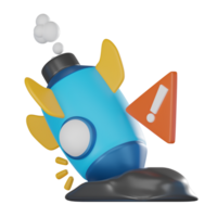 Failed Launch 3D Icon, Visual Representation of Startup Error and Empty State png