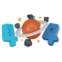 3D Error Message Icon, 404 Not Found Status Render png