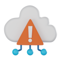 Digital Cloud Error 3D Render, Warning and Alert Symbol png