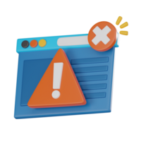 3D Icon of Website Alert Symbol for Digital Notifications. 3D Render png