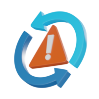 3D Sync Problem Icon, Digital Warning and Reload Symbol Illustration png