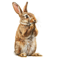 Cute Animal Sticker of a Realistic Brown Rabbit with Detailed Fur and Whiskers on Transparent Background png