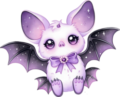 Kawaii Halloween Bat with Bow and Sparkles png