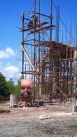 Structure of building under construction on construction site. photo