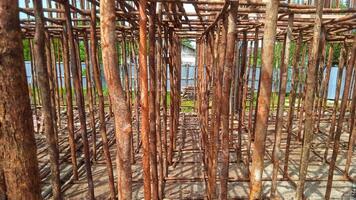 Formwork and steel reinforcement for building floor slab construction photo