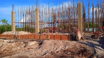 Concrete columns under construction in site photo