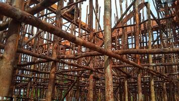 Formwork and steel reinforcement for building floor slab construction photo