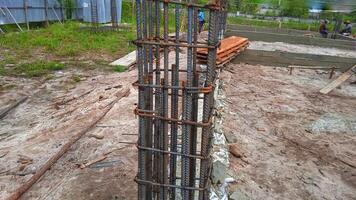 Reinforced concrete piles of the new building photo