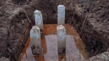 Concrete Pile at construction site photo