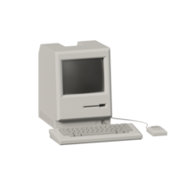 Retro desktop computer, classic gadget, 3d rendered, not png