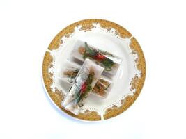 Traditional Indonesian food, this typical Palembang gandus cake is made from rice flour photo