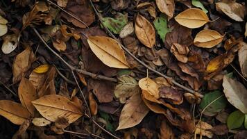 Exploring the Beauty of Fallen Leaves in a Forest Setting photo