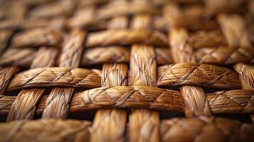 Macro closeup of rustic wooden woven basket texture for backgrounds and design projects photo