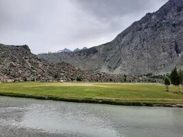 Beautiful, majestic view of the Basho Valley in Skardu, Pakistan. The Basho Valley is located on the heights of the mountains. Basho valley is famous for its natural beauty and picturesque views. photo