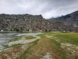 Beautiful, majestic view of the Basho Valley in Skardu, Pakistan. The Basho Valley is located on the heights of the mountains. Basho valley is famous for its natural beauty and picturesque views. photo