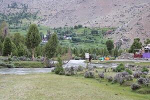 Beautiful, majestic view of the Basho Valley in Skardu, Pakistan. The Basho Valley is located on the heights of the mountains. Basho valley is famous for its natural beauty and picturesque views. photo